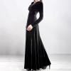 ADHOWBEW Velvet Dress for Women Elegant Long Sleeve Maxi Dress Flowy V Neck Formal Long Prom Dress Wedding Guest Dresses Plus Size Vestidos Elegantes De Mujer para Fiesta Large Black view 4