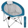 #WEJOY Folding Camping Chair Oversized Moon Chairs for Adult Support Up to 300lbs Mesh Saucer Chairs with Headrest and Cup Holder for Camping,Lawn,Hiking,Picnic,Sports(Cyan/Grey) view 2