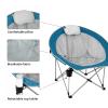 #WEJOY Folding Camping Chair Oversized Moon Chairs for Adult Support Up to 300lbs Mesh Saucer Chairs with Headrest and Cup Holder for Camping,Lawn,Hiking,Picnic,Sports(Cyan/Grey) view 3
