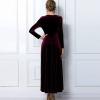 ADHOWBEW Velvet Dress for Women Elegant Long Sleeve Maxi Dress Flowy V Neck Formal Long Prom Dress Wedding Guest Dresses Plus Size Vestidos Elegantes De Mujer para Fiesta 3X-Large Purple view 3