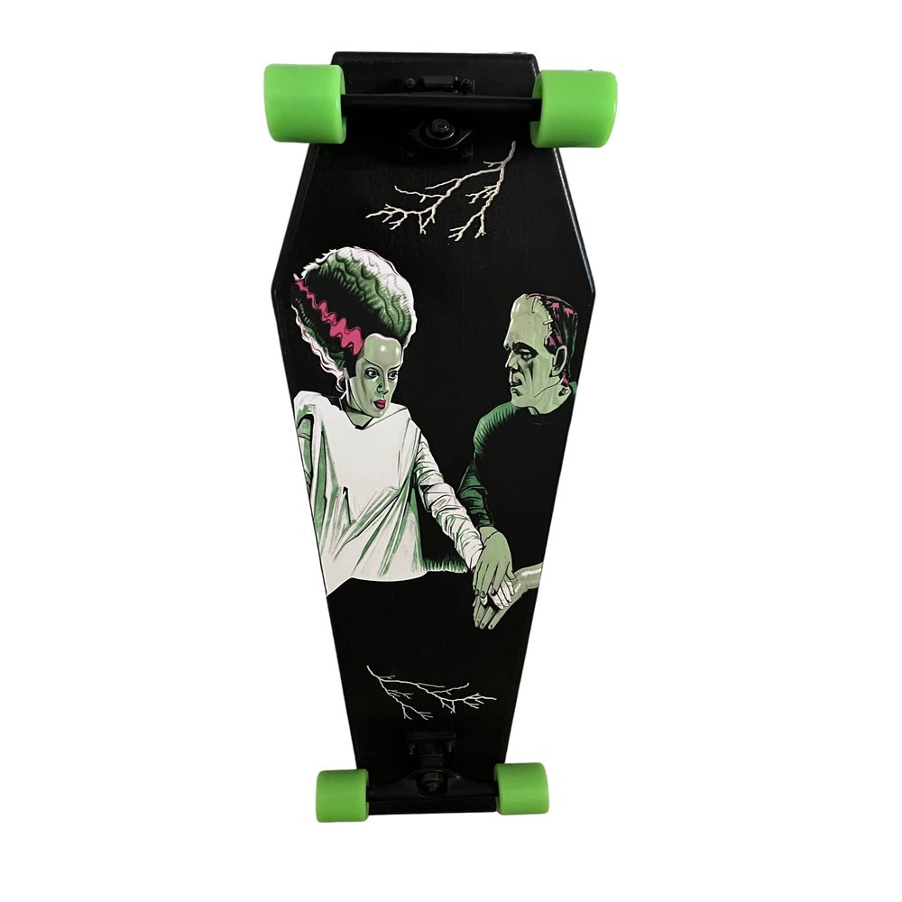 Coffin Frankenstein & Bride Skateboard | Longboard | 42x12 | Coffin Croozer