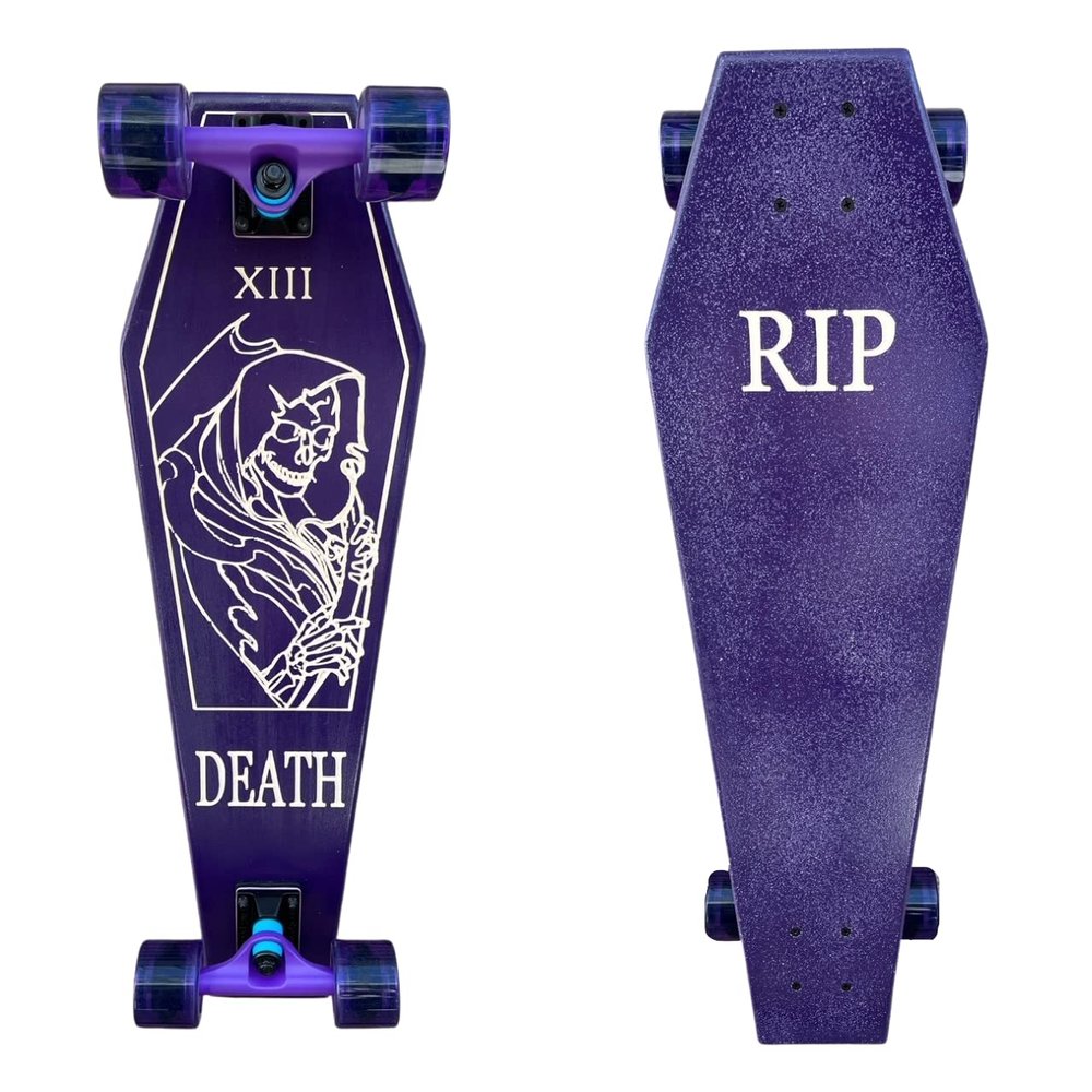 Coffin Death Tarot Purple Skateboard | Longboard | 30x9 | Coffin Croozer