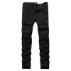 DGHM-JLMY Men's Hip-Hop Knee Hole Jeans Destroyed Distressed Tapered Leg Jeans Stretch Biker Ripped Skinny Pants (Black,27) view 1