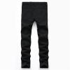 DGHM-JLMY Men's Hip-Hop Knee Hole Jeans Destroyed Distressed Tapered Leg Jeans Stretch Biker Ripped Skinny Pants (Black,27) view 2