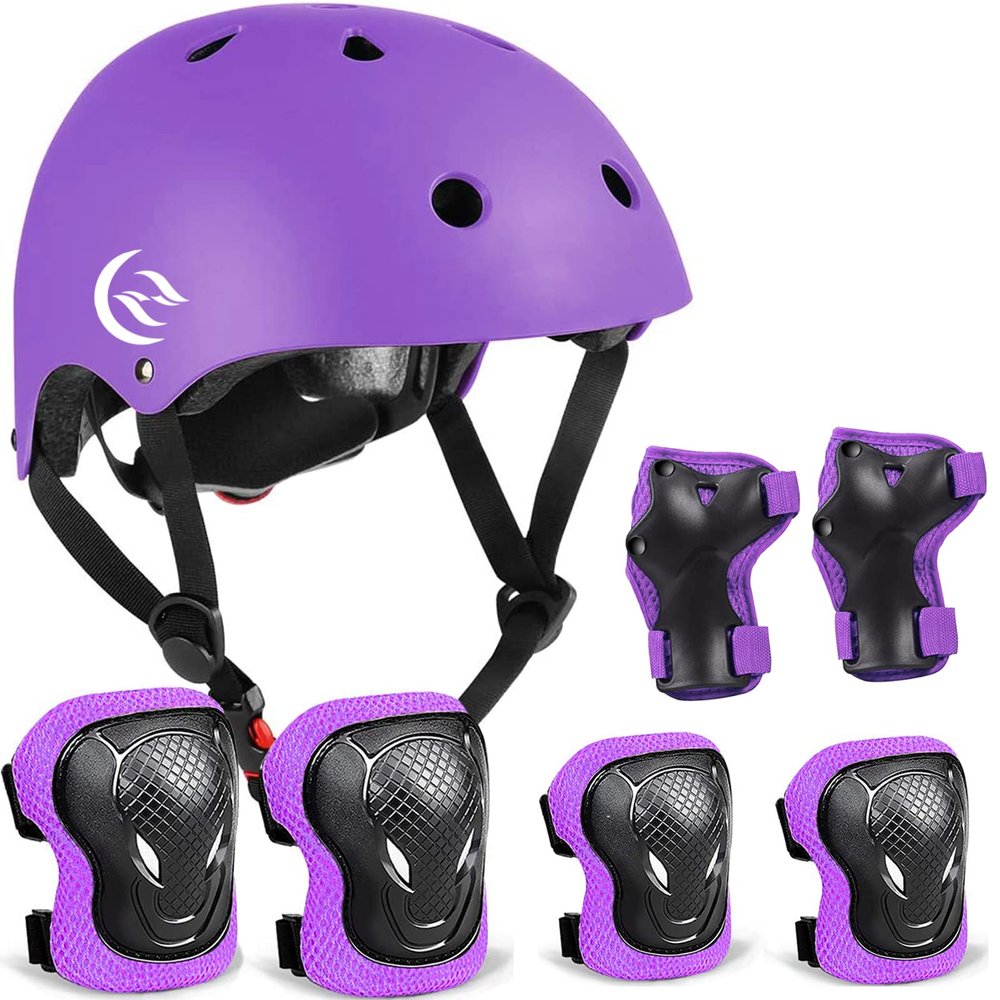 Kids Bike Helmet Skateboard Knee Pads - Kids Helmet Elbow Pads Wrist Guards Adjustable for 5~15yrs Girl Boy Kids Protective Gear Set for Sport Cycling Bike Roller Skating Scooter