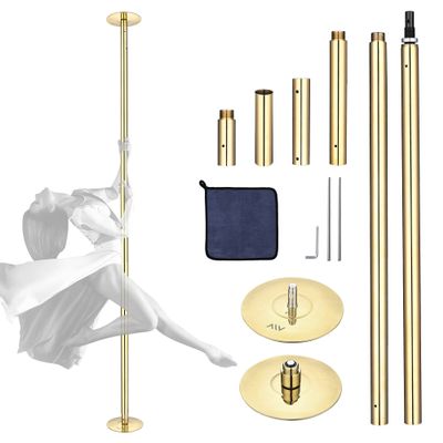 AW 9.25 FT Portable Dance Pole Kit Static Spinning Pole Dancing Pole for Home Removable 45mm Dance Pole Gym Party Club Exercise Fitness Gold, Max Load 1102 Lbs