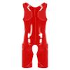 Daenrui Men's One Piece Wet Look Bodysuit Catsuit Patent Leather Shorts Zipper Front Leotard Jumpsuit Red Medium view 2