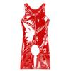 Daenrui Men's One Piece Wet Look Bodysuit Catsuit Patent Leather Shorts Zipper Front Leotard Jumpsuit Red Medium view 3