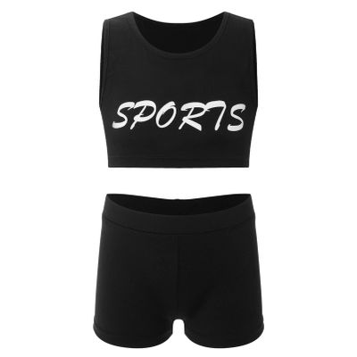 Moily Kids Girls Shoty Sweatsuits Sports Bra with Booty Shorts Gymnastics Leotard Sets White 16 Years