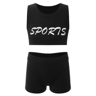 Yihuimin Girls Kids Athletic Tracksuits Sleevelss Crop Top with Booty Shorts Gymnastics Outfit White 10 Years