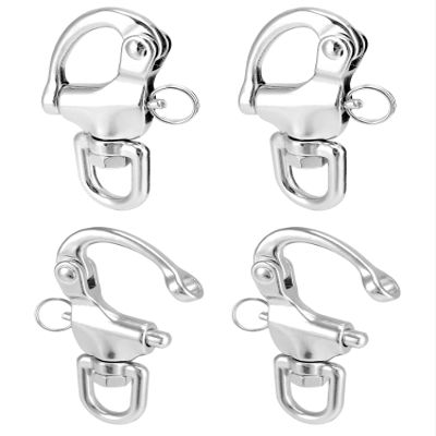 QWORK Swivel Eye Snap Shackle, 4 Pack 3.5" Quick Release Bail Rigging Sailing Boat Marine 316 Stainless Steel for Sailboat Spinnaker Halyard