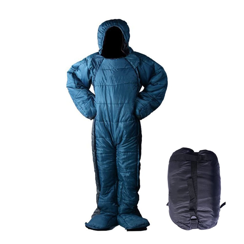 DXDUS Human Walking Sleeping Bag, Adult Full Body Warm Sleeping Suit for Camping, Travel, Indoor & Outdoor, Blue, 190cm x 75cm, 3 Seasons, Comfort -5 to +5