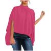 One Shoulder Tops for Women,Blouses for Women Red Bodysuit Women Fashion Womens Clothing Tops Women Fashion Summer 2022 Sleeve Round Neck Solid Top Blouses Womens V Neck T Shirts(Hot Pink-1,Large) view 1