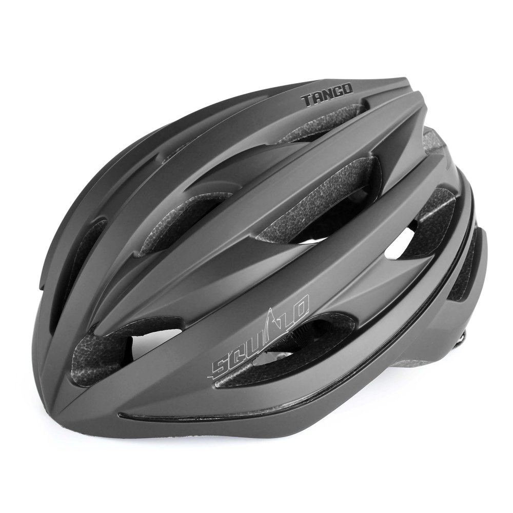 SQUALO Tango Adult Bike Helmet, Road Bike Cycling Helmet for Men Women with Rear-Side LED Light and LED PIC (Matte Black, Medium (21.26-22.83 inches))