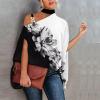 Summer Clothes for Women,Bell Sleeve Tops for Women V Neck Long Sleeve Shirts for Women Pink Women's One Shoulder Casual Shirts Fake Collar Floral Print Fashion Loose Top T Collared (White-2,Large) view 2