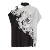 Summer Clothes for Women,Bell Sleeve Tops for Women V Neck Long Sleeve Shirts for Women Pink Women's One Shoulder Casual Shirts Fake Collar Floral Print Fashion Loose Top T Collared (White-2,Large) view 3