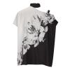 Summer Clothes for Women,Bell Sleeve Tops for Women V Neck Long Sleeve Shirts for Women Pink Women's One Shoulder Casual Shirts Fake Collar Floral Print Fashion Loose Top T Collared (White-2,Large) view 4