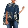Corset Tops,Cropped Workout Tops for Women Long Sleeve Blouses for Women Work Shirts Women Fashion Summer 2022 Sleeve Round Neck Printed Top Blouses Ladies Tops and Blouses(Navy-3,Large) view 1
