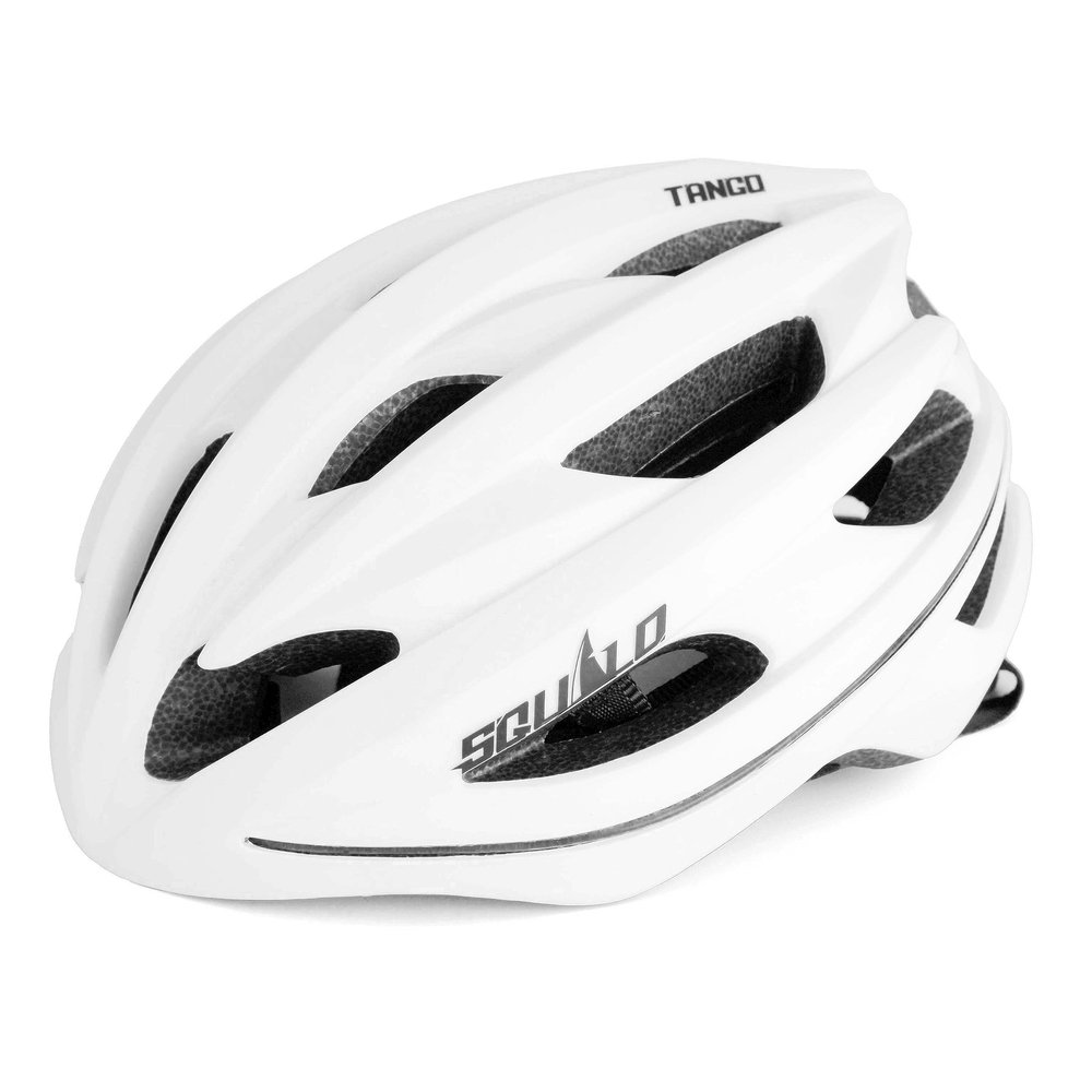 SQUALO Tango Adult Bike Helmet, Road Bike Cycling Helmet for Men Women with Rear-Side LED Light and LED PIC (White, Medium (21.26-22.83 inches))