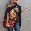 Tops for Women Casual Fall,Thermal Shirts for Women New Edition Tshirt Women Collared Shirts for Women's One Shoulder Casual Shirts Fake Collar Floral Print Fashion Loose Top (Yellow-2,Large) view 2