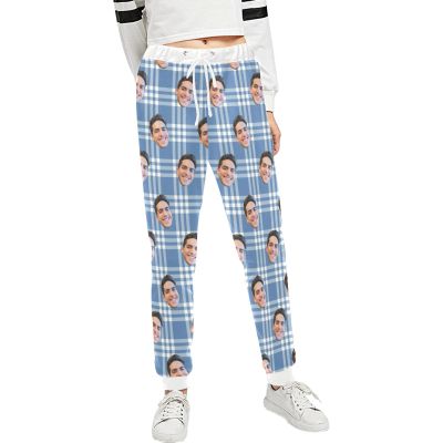 Personalized Face Photo Women's Sweatpants, Custom Funny Yoga Pants Workout Joggers Pants, Gift for Girlfriend Wife Mom