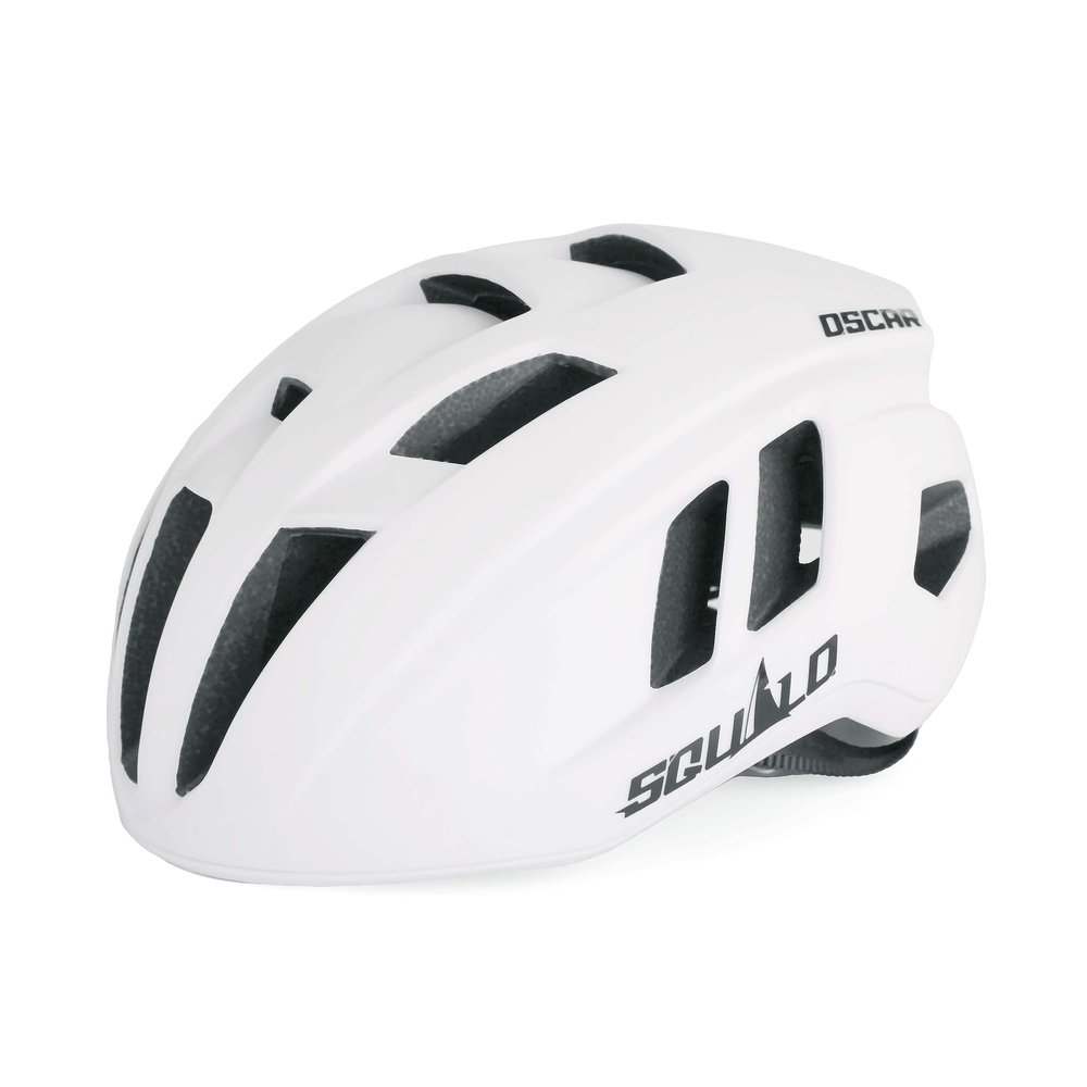 SQUALO Oscar Bike Helmet for Men Women, Aerodynamic Bicycle Helmets with Adjustment Dial Unisex Adults Cycling Helmet for Mountain Road Triathlon Biker (Medium (21.26-22.83 inches), White)