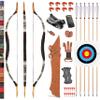 Traditional Wooden Longbow and Arrow Set Recurve Bow with Quiver Horsebow 30-50lbs Archery Hunting Target for Adult Beginner Left Right Hand (35LBS, 7) view 1