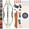 Traditional Wooden Longbow and Arrow Set Recurve Bow with Quiver Horsebow 30-50lbs Archery Hunting Target for Adult Beginner Left Right Hand (25LBS, 12) view 1