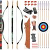 Traditional Wooden Longbow and Arrow Set Recurve Bow with Quiver Horsebow 30-50lbs Archery Hunting Target for Adult Beginner Left Right Hand (35LBS, 10) view 1