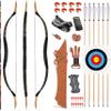 Traditional Wooden Longbow and Arrow Set Recurve Bow with Quiver Horsebow 30-50lbs Archery Hunting Target for Adult Beginner Left Right Hand (25LBS, 21) view 1