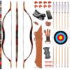Traditional Wooden Longbow and Arrow Set Recurve Bow with Quiver Horsebow 30-50lbs Archery Hunting Target for Adult Beginner Left Right Hand (40LBS, 13) view 1