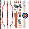 Traditional Wooden Longbow and Arrow Set Recurve Bow with Quiver Horsebow 30-50lbs Archery Hunting Target for Adult Beginner Left Right Hand (35LBS, 15) view 1