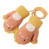 YOLAI Thermal Toddler Boys Girls Knitted Gloves Kids Winter Warm Gloves Cute Cartoon Dinosaur Mittens with Rope 1~4T (Orange, One Size) view 1