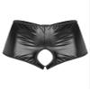 Vxuxlje Womens PVC Leather Hollow Out Booty Shorts Hot Pants Festival Clubwear Pole Dance Shorts Black Large view 3