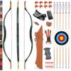 Traditional Wooden Longbow and Arrow Set Recurve Bow with Quiver Horsebow 30-50lbs Archery Hunting Target for Adult Beginner Left Right Hand (35LBS, 8) view 1