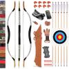 Traditional Wooden Longbow and Arrow Set Recurve Bow with Quiver Horsebow 30-50lbs Archery Hunting Target for Adult Beginner Left Right Hand (35LBS, 6) view 1