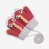 YOLAI Thermal Toddler Boys Girls Winter Knitted Gloves Kids Soft Warm Gloves Cartoon Dinosaur Mittens with Rope 2~4T (Red, One Size) view 3