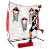 MiniTang Football Throwing Target Net - 6x6FT 7-Ply Knotless Polyester Training Equipment with 3 Catching Zones for Youth Adult - Heavy Duty Steel Base System for Backyard Field Practice view 1