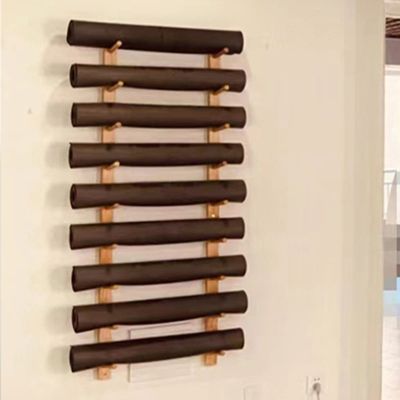 LXLZYXSF 156cm/61.4" High Yoga Mats Storage Rack Wall Mount Wood 9 Tiers, Workout Mats Organizer Foam Roller Holder, Shelf for Yoga Straps, Resistance Bands, Jump Ropes