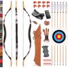 Traditional Wooden Longbow and Arrow Set Recurve Bow with Quiver Horsebow 30-50lbs Archery Hunting Target for Adult Beginner Left Right Hand (50LBS, 9) view 1