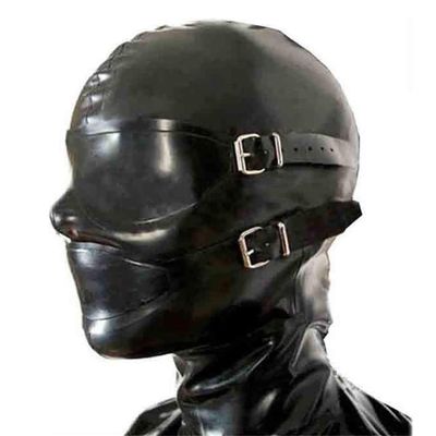 BERMEL Latex Hood Rubber HeadMask,Latex Head Cover,Back Zipper,Natural latex Handmade for Unisex Cosplay Club Wear (XS)
