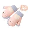 YOLAI Thermal Toddler Boys Girls Knitted Gloves Kids Winter Warm Gloves Cute Cartoon Dinosaur Mittens with Rope 1~4T (Pink, One Size) view 1