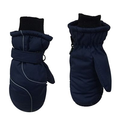 Thermal Kids Girls Boys Waterproof Skiing Gloves Children Winter Snowboarding Gloves Windproof Mittens 4~8 Years (Navy, One Size)