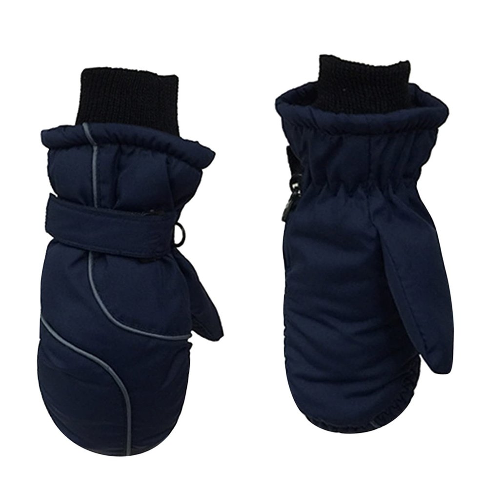 Thermal Kids Girls Boys Waterproof Skiing Gloves Children Winter Snowboarding Gloves Windproof Mittens 4~8 Years (Navy, One Size)