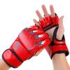 Enhanced Half-Finger Boxing Gloves MMA UFC Punching Bag Gloves with Adjustable Velcro Wrist Band (Size: M&L)-Red view 1