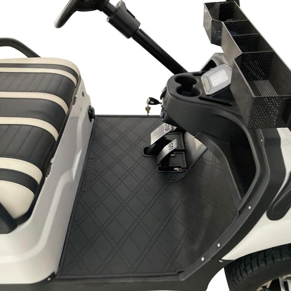 Black Rubber Golf Cart Floor Mat Compatitble with I-CON i20, i40 & Advanced EV Gen. 1