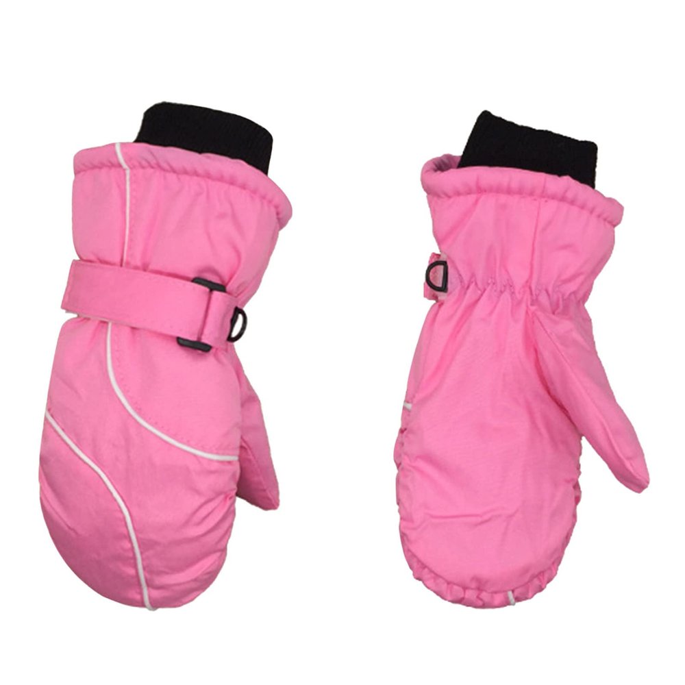 Thermal Kids Girls Boys Waterproof Skiing Gloves Children Winter Snowboarding Gloves Windproof Mittens 4~8 Years (Pink, One Size)