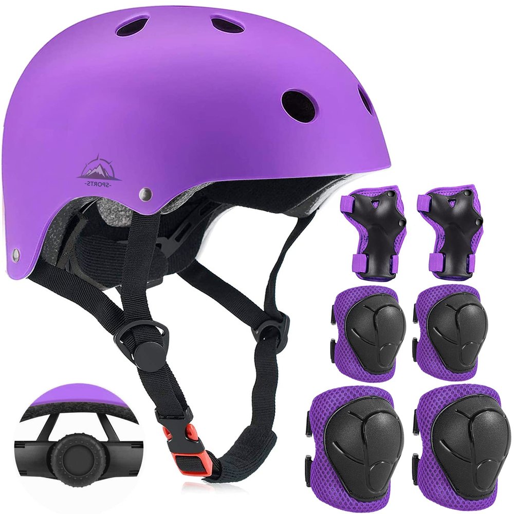 Adjustable Kids Helmet with Knee Pad, Elbow Pads & Wrist Guards - Toddler Bike Helmets for Ages 3-5, 5-8, 8-14 Years - Perfect for Skating, Biking, Cycling, and Skateboard - for Boys and Girls