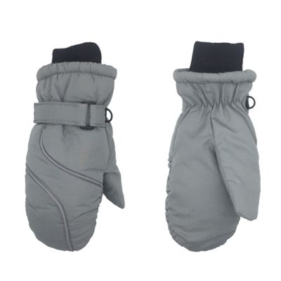 Thermal Kids Girls Boys Waterproof Skiing Gloves Children Winter Snowboarding Gloves Windproof Mittens 4~8 Years (Grey, One Size)