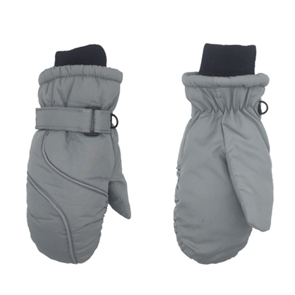 Thermal Kids Girls Boys Waterproof Skiing Gloves Children Winter Snowboarding Gloves Windproof Mittens 4~8 Years (Grey, One Size)